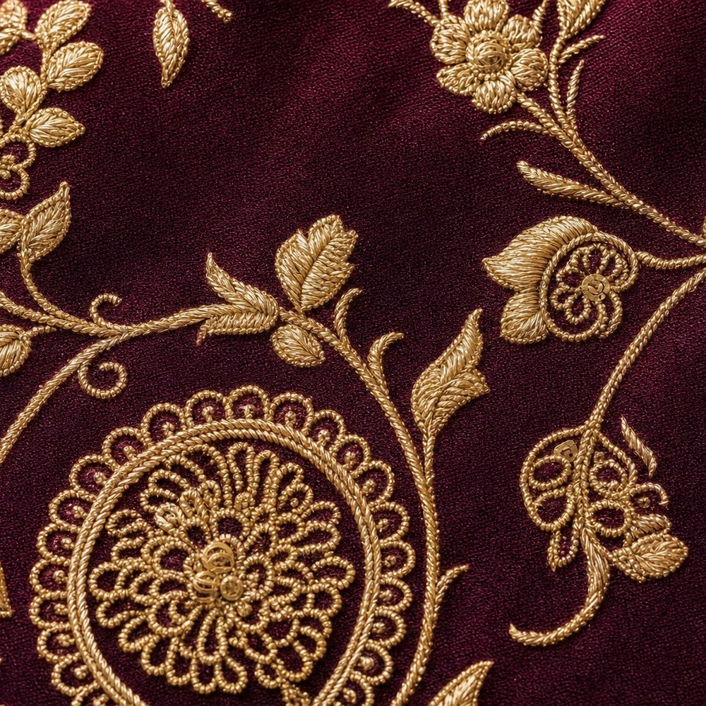 Oxblood Zardozi Silk